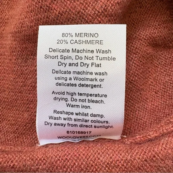 WoolOvers V Neck Long Sleeve Sweater Merino Wool and Cashmere Blend Size Large - Picture 5 of 8